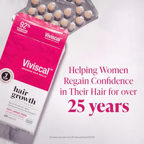 Viviscal Women's Hair Growth Supplement – Nourish Thinning Hair and Increase Hair Thickness – With AminoMar Collagen, Biotin, Zinc, Vitamin C, and Iron – 60 Tablets (30-Day Supply)