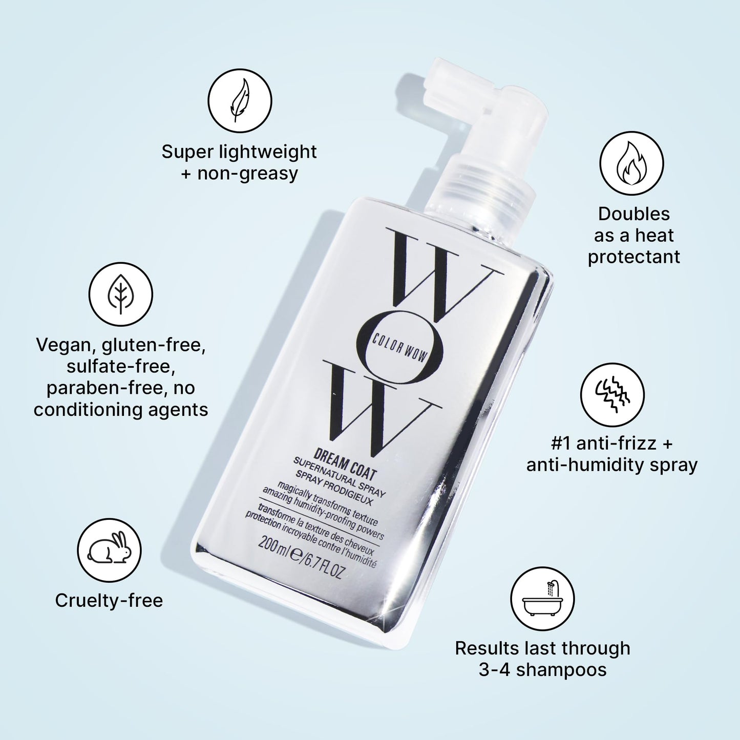 COLOR WOW Dream Coat Supernatural Spray – Keep Your Hair Frizz-Free and Shiny No Matter the Weather with Award-Winning Anti-Humidity Treatment