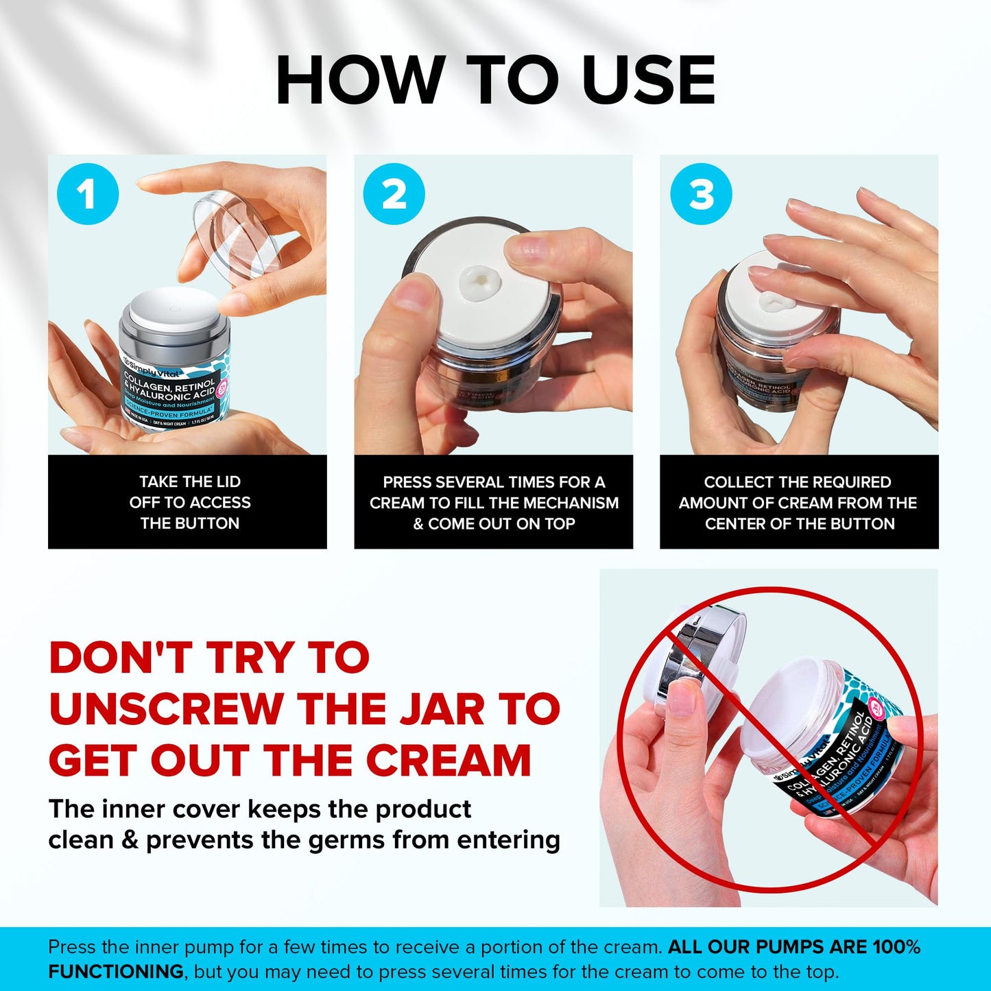 SimplyVital Collagen, Retinol & Hyaluronic Acid Cream - Anti-Aging Face Moisturizer for Face, Firming Skin Care Neck & Décolleté - Made in USA, Daily Moisturizer Face Cream Day & Night - 1.7 fl.oz.